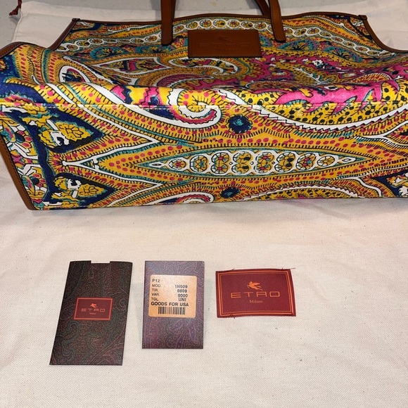NWT- Etro Globetrotter Canvas Tote Paisley Multicolor Large - Picture 5 of 7